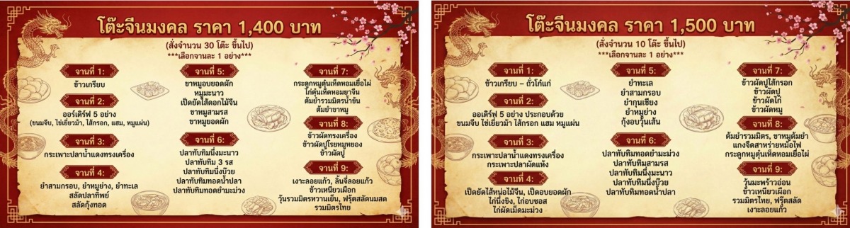 เมนูอาหารโต๊ะจีน 14001500